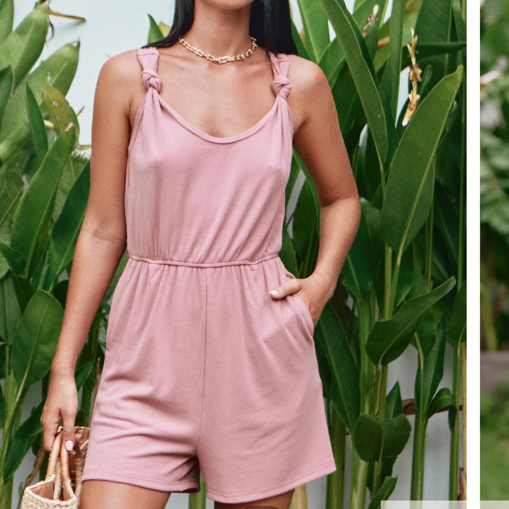 NEW Womens Small Red/Pink V-Neck Straight Leg Romper